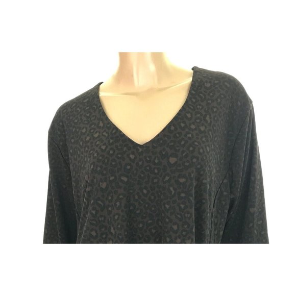 Venezia Size 18/20 Top Blouse Brown & Black V-Neck Polyester 3/4 Sleeve - Picture 2 of 5